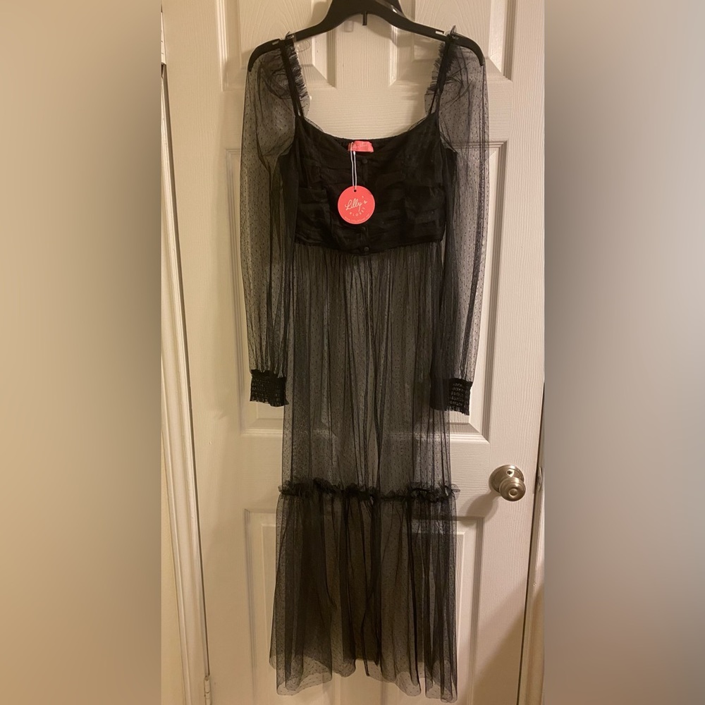 Black Sheer top Maxi Cover up